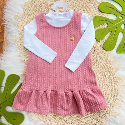 Conj. Blusa Manga Longa e Salopete Trançado - Rose